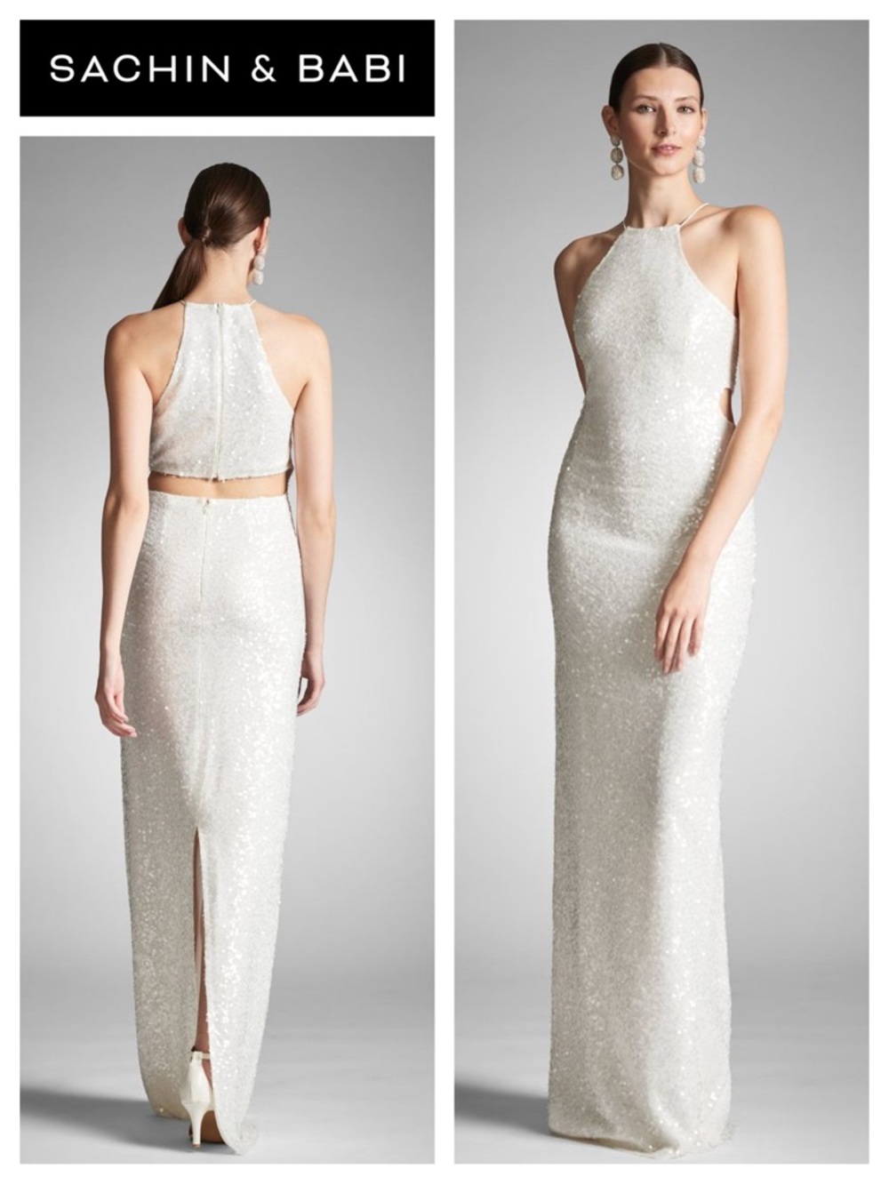 SACHIN & BABI Morgan Halter Cutout Sequin Dress